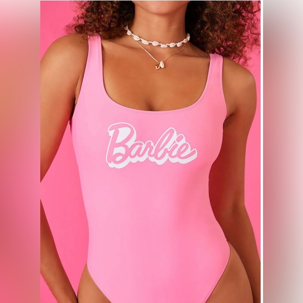 NWT Forever 21 X Barbie Graphic One Piece Swimsuit